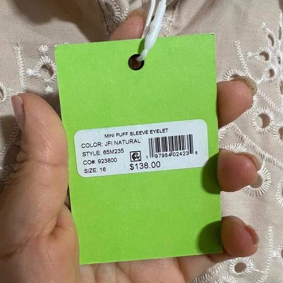 New Sam edelman MINI PUFF SLEEVE EYELET  size 16 - Picture 4 of 12